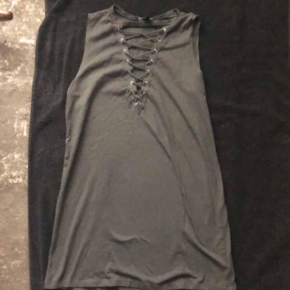 Grayish/green lace up dress